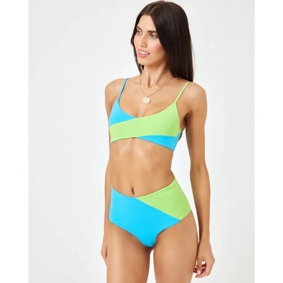 NWT L*Space COLOR BLOCK HIGH TIDE BIKINI TOP size Medium - Picture 2 of 8
